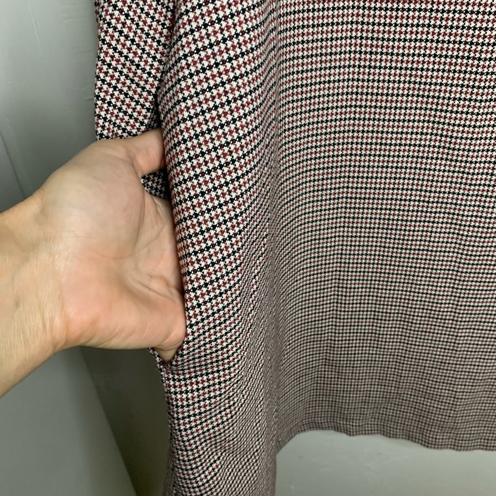 Zara Houndstooth Plaid Back Dark Academia Ruffle Mini Shift Dress - Picture 5 of 6